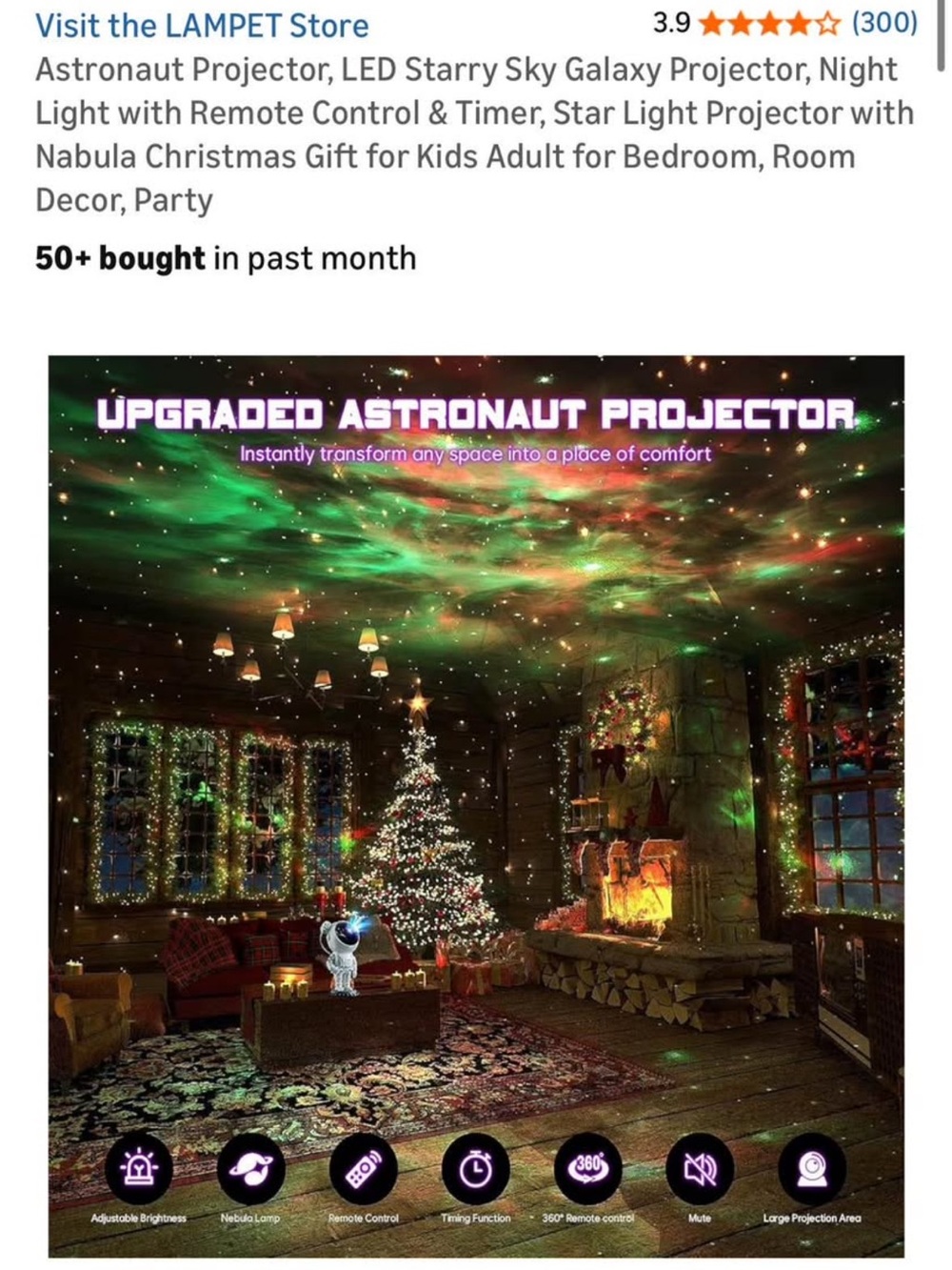Astronaut LED Starry Sky Projector Night Light - Multi Color
